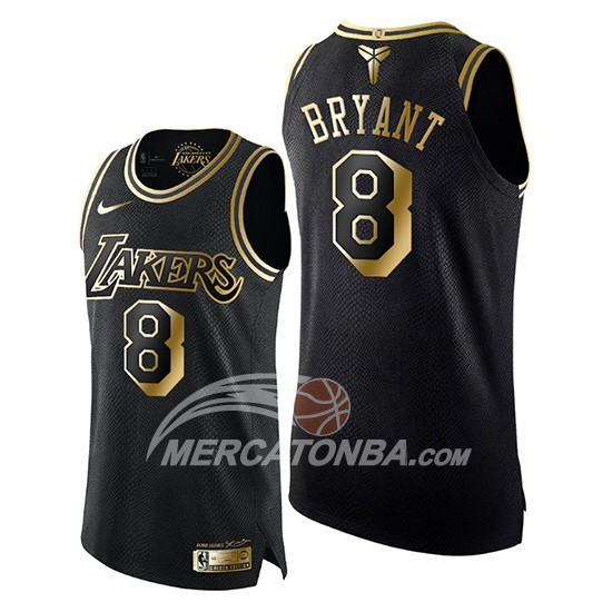 Maglia Los Angeles Lakers Kobe Bryant Gold Black Mamba Nero Or